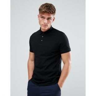 Polo noir boutonné