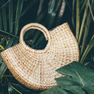 Half Round Woven Hyacinth Bag Small