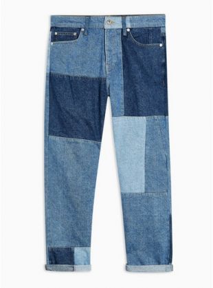 Jean original bleu avec finitions patchwork