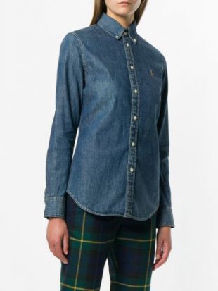 Chemise En Denim à Logo Brodé