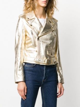 Veste De Moto Zippée à Effet Métallisé