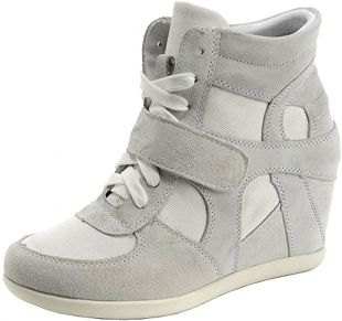 rismart Femme Chaussures Formel Caché Talon Coin Boucle Suède Tissu Baskets (Gris, EU35.5)