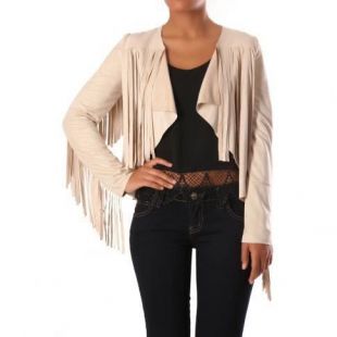 Veste à franges beige