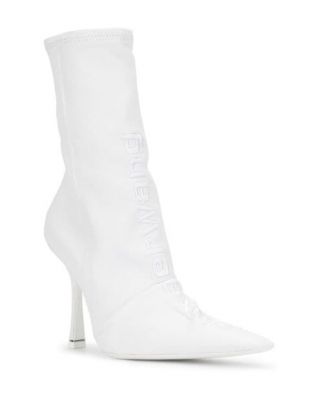 White Embroidered Ankle Boots