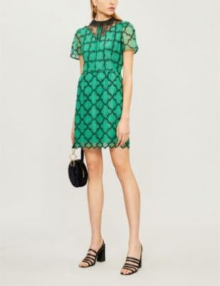 sandro ritta contrast panel floral lace dress Sandro