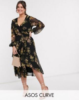 good witch floral long sleeve midi dress