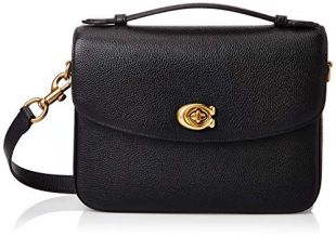 Coach - Polished Pebbled Leather Cassie Crossbody Black/Brass