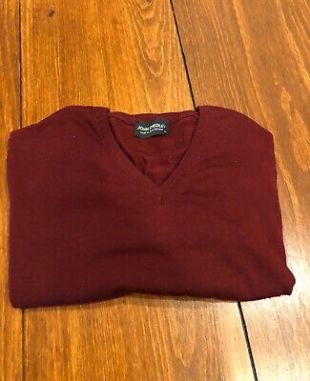 Merlot V-Neck 100% Merino Wool Knit Sweater