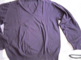 Purple V-Neck 100% Merino Lamb's Wool Knit Sweater