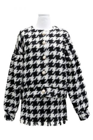 Lori Houndstooth Tweed Skirt & Jacket Set