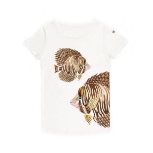 Tee Shirt Imprimé Poisson en Coton Bio