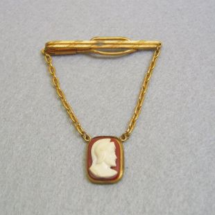 1950s Roman Soldier Cameo Tie Clip and Tie Keeper
