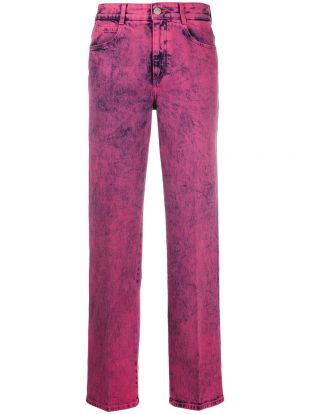 Mid-rise Crop Neon Jeans In Pink