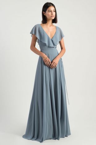 anne hathaway blue dress the hustle Temperley London pale blue V-neck dress worn by Josephine Chesterfield (Anne  Hathaway) in The Hustle