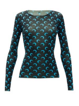 Crescent Moon Print Stretch Jersey Top