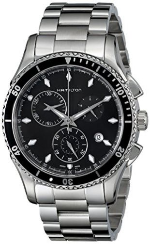 Hamilton Men's H37512131 Jazzmaster Seaview Black Chronograph Dial Watch