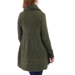 Long gilet en mailles kaki