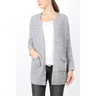 Gilet grosses mailles gris