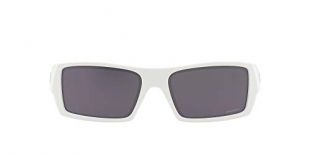 Oakley Men's OO9014 Gascan Rectangular Sunglasses, Matte White/Prizm Black, 60 mm