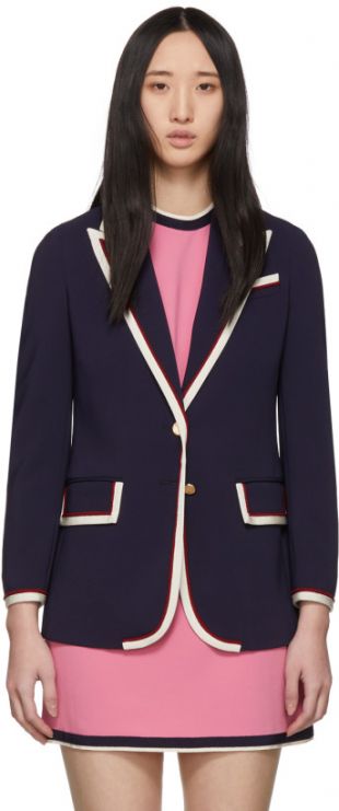 Gucci Navy Stretch Cady Jacket