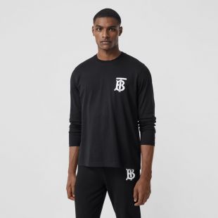 Long-sleeve Monogram Motif Cotton Top in Black - Men | Burberry