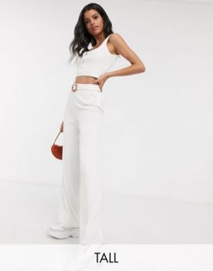 Crop top côtelé avec boutons (ensemble) - Blanc