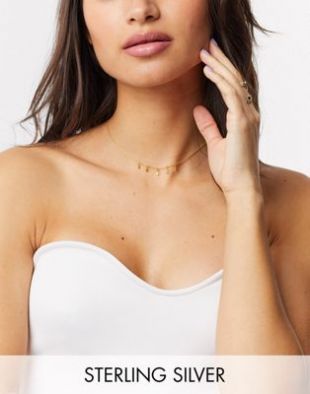 Collier ras de cou en argent massif plaqué or avec pendentifs étoile