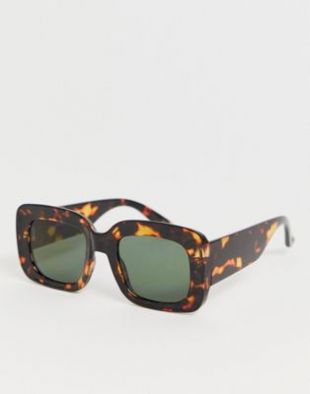 Lunettes de soleil carrées à motif écaille de tortue