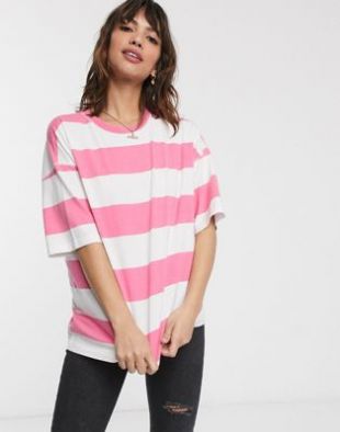 T-shirt oversize délavé à l'acide avec rayures larges
