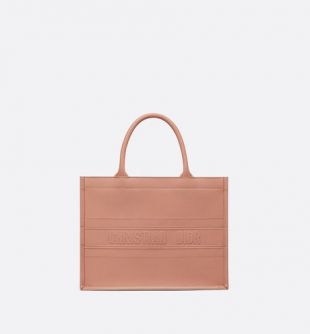 Sac Dior Book Tote Small Cuir de veau rose des vents