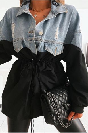 Veste bimatière bleu/noir "Mystic"