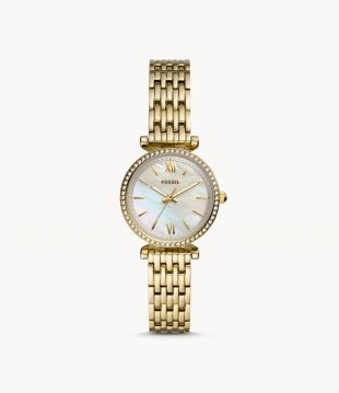 Montre Mini Carlie à trois aiguilles en acier inoxydable doré