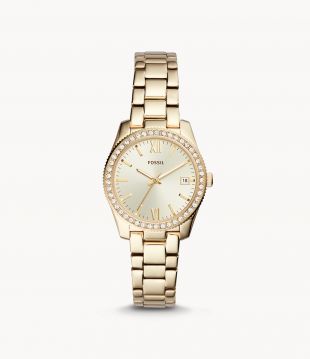 Montre Scarlette à trois aiguilles avec date en acier inoxydable doré