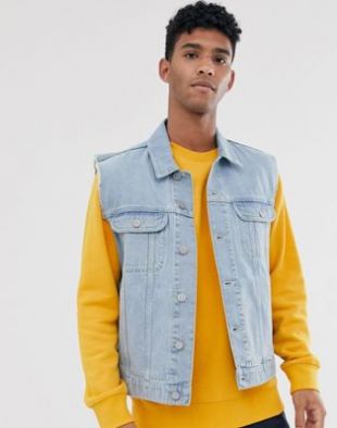 Veste en jean sans manches - Bleu délavé