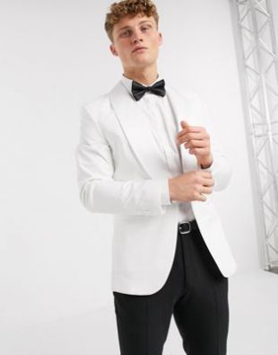 Premium satin shawl lapel tux jacket in white
