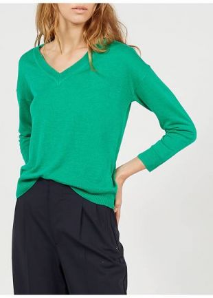 PULL COL V EN LIN GOLF GREEN
