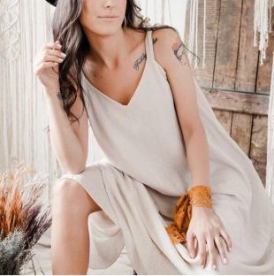 White lines orange dress Clearance