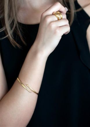 Bracelet gold Bangle, bracelet de manchette en or 18 carats, bracelet réglable minimal