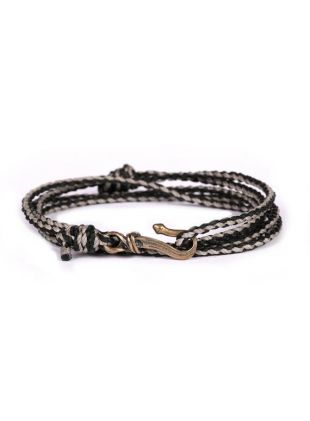 Bracelet Homme Coppertist.wu – Corde Tressée Mamba Noir, Fermoir Coulissant, Or Et Agate