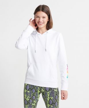 Sweat à capuche bouclé sur l'envers avec manches brodées et logo