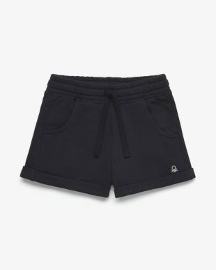 Short en molleton avec logo - Noir