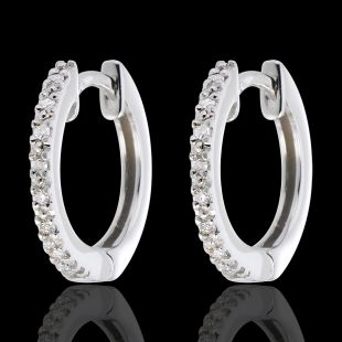 CRÉOLES OR BLANC SEMI PAVÉES - 16 DIAMANTS - OR BLANC 18 CARATS