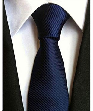 eneston - Men's Classic Navy Blue Stripe Tie Jacquard Woven Silk Tie ...