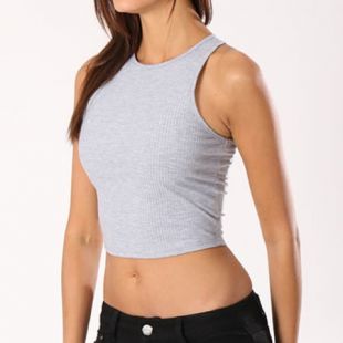 Debardeur Crop Femme MG19056 Gris Chiné