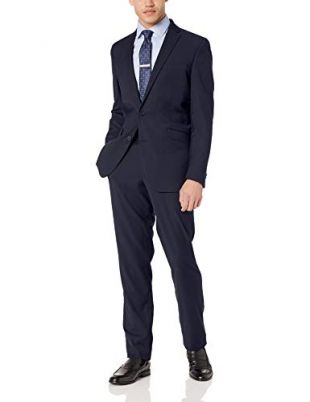 Men's Stretch Slim Fit Suit, Navy Shadow Check, 42R