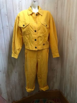 Vintage Harajuku- ensemble pantalon - vêtements démesurés - style nouvelle vague japonais - jaune - Triangle - année 80 - pantalon taille ha