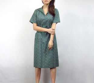 Robe à imprimé floral des années 50, chemise vintage, Americana - Moyen à Grand M L