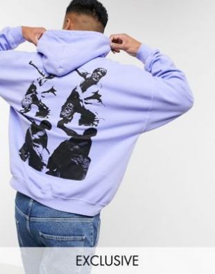 oversized hoodie with greek mythology print in lilac