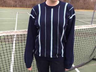 Pull Polaire Rayé Lands' End Femme - Bleu/blanc, Manches Longues, Taille 2X (24/26)