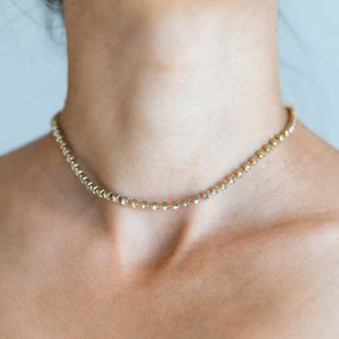 Collier de chaîne de strass Collier choker de cristal de tonalité d’or Collier délicat